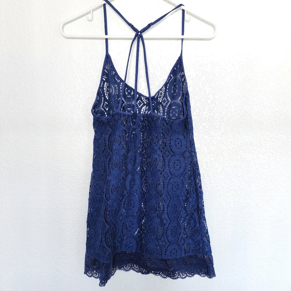 In Bloom by Jonquil dark blue all lace sleep dress set Size S